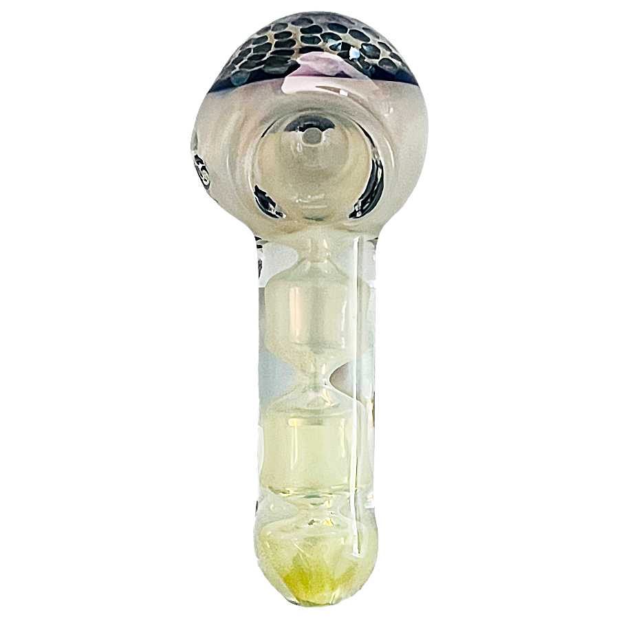 Gold Fumed 'The Hive' Look Top And Honeycomb Base Tube Bottom Handpipe | 4 inches | Assorted Colors product image